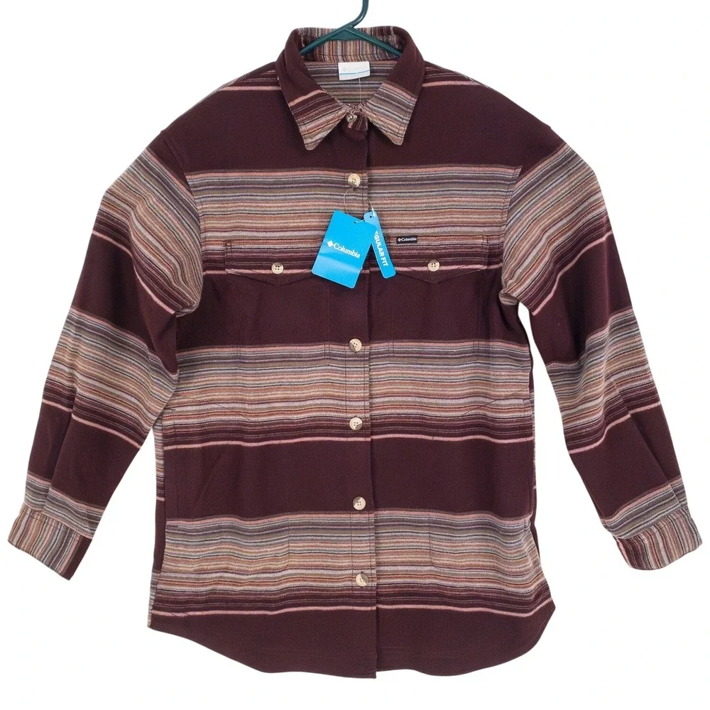 COLUMBIA Women's Calico Basin Shirt‎ Jacket Size Medium Stripe Regular Fit - Picture 3 of 16